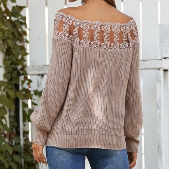 SHARON Off Shoulder Lace detail Sweater - Picture 2 of 5
